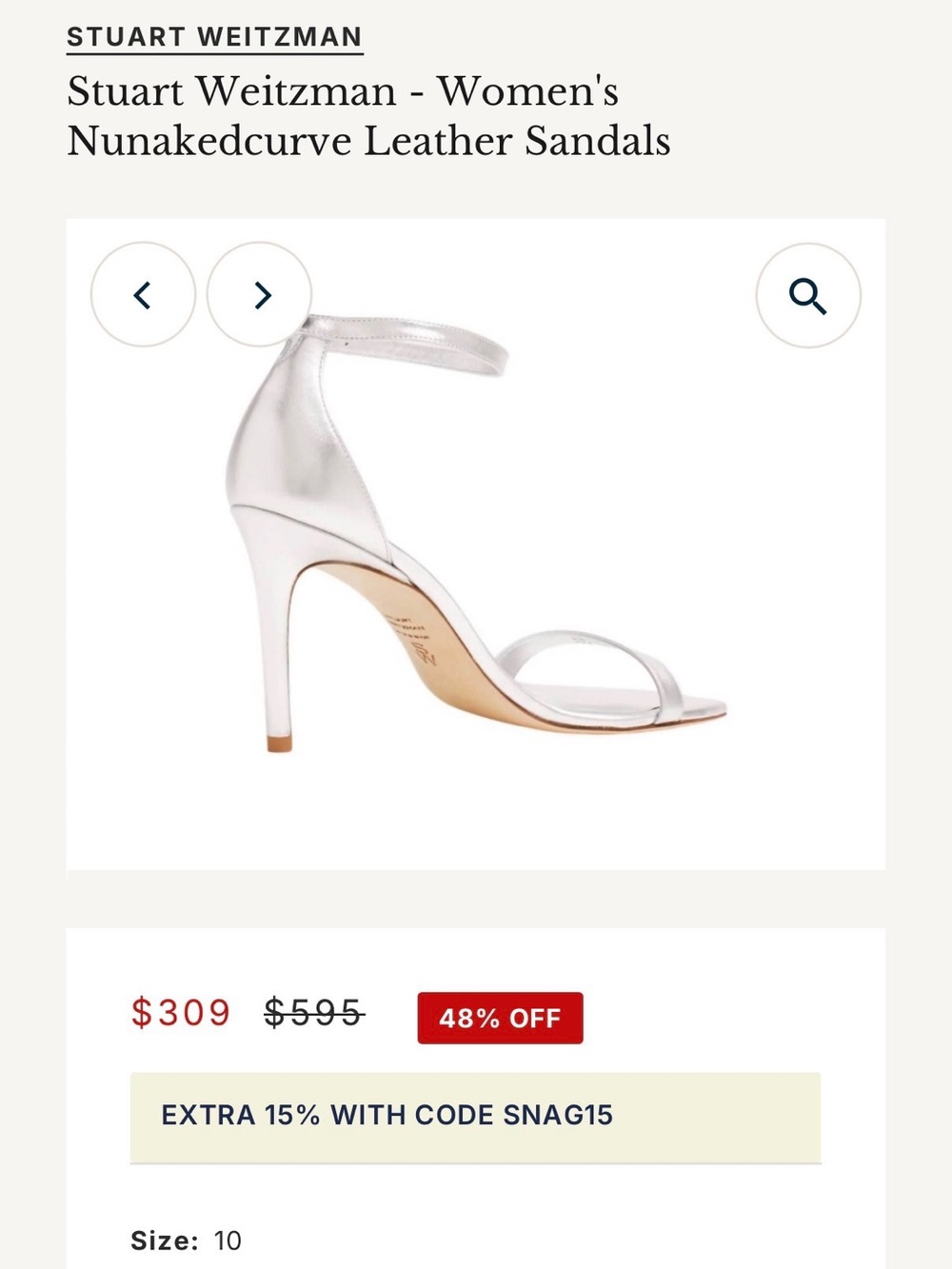 Stuart Weitzman Metallic Silver Leather Ankle-Strap Heels
